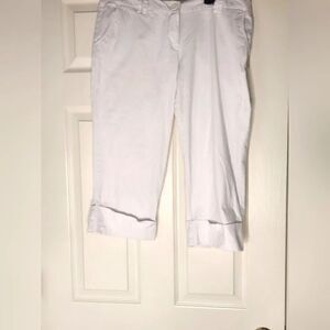 Metro 7 White 12 Cuffed Hem Belt Loops Zipper Pockets Women’s Capri